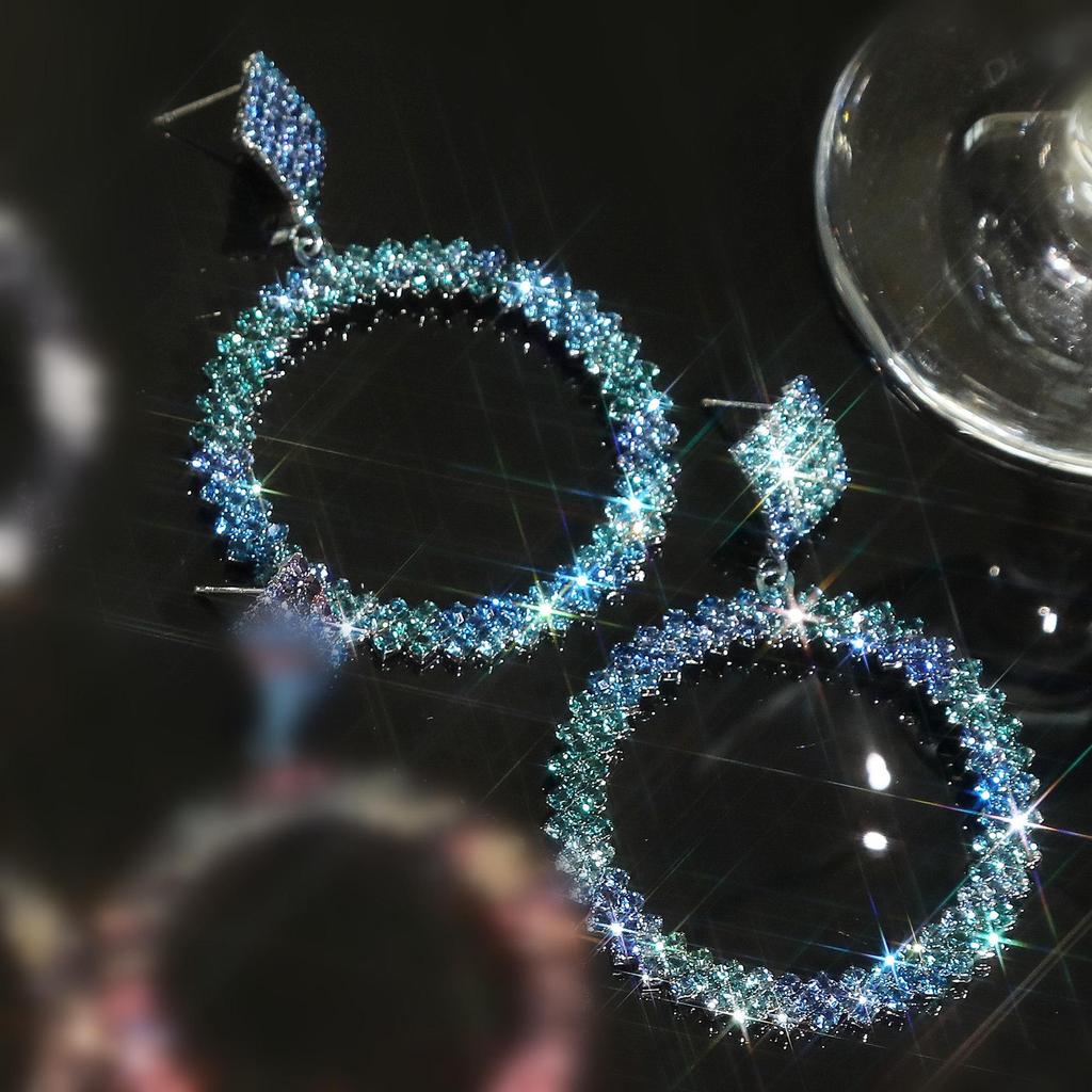 Rhinestone and Diamond Star Oversized Hoop Earrings for Women