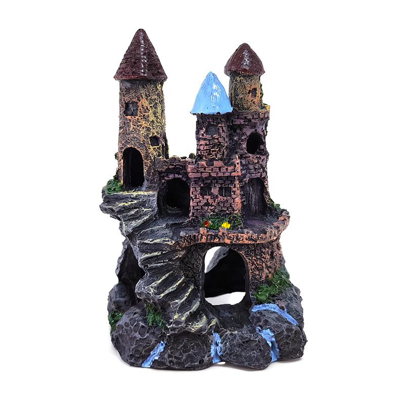 

Resin Fish Tank Ancient Castle Decoration Artificial Aquarium Rock Cave Building Background Aquatic Landscaping Ornament Decor