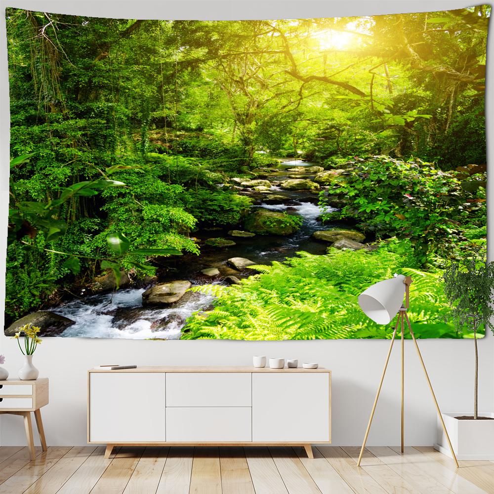 

Красивый натуральный лесной гобелен, настенный гобелен, большой пейзаж, настенный гобелен, богемный хиппи, настенные гобелены, художественный декор W150xH130cm