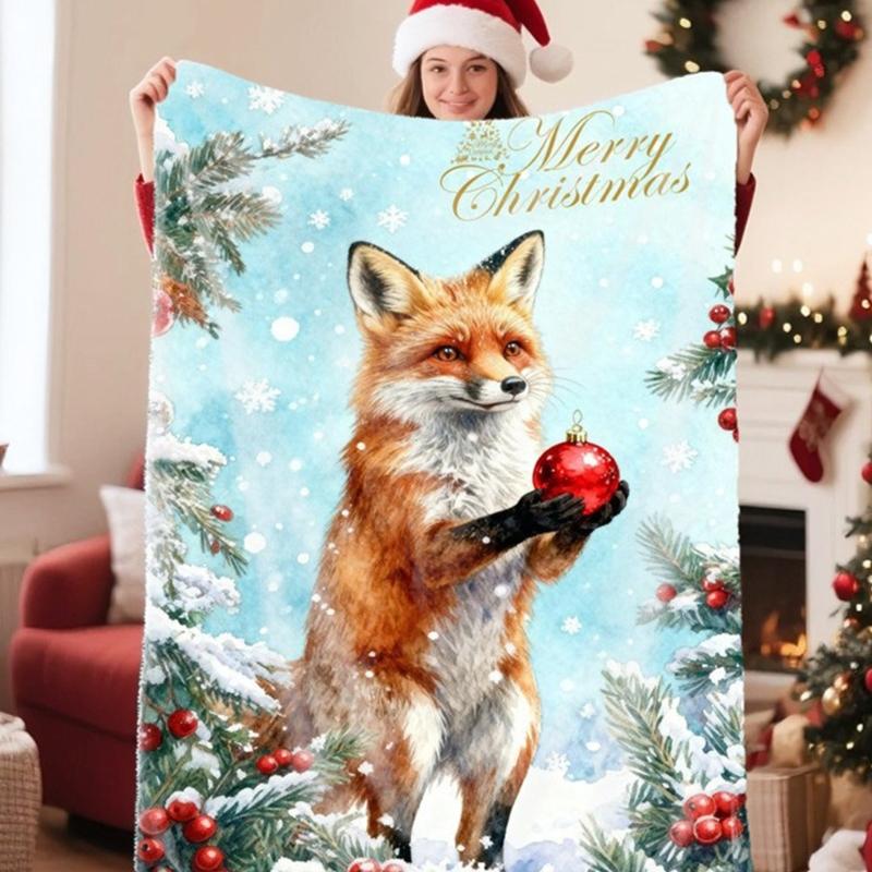 (1pc)Lovely Christmas Animal Blanket Fuzzy Cartoon Blanket for Kids Teens Great New Year Gifts