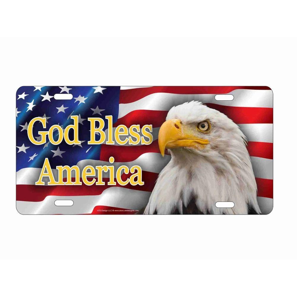 Металлическая табличка God Bless America Флаг США Орел Патриотический Настенный Декор 12x6 Дюймов