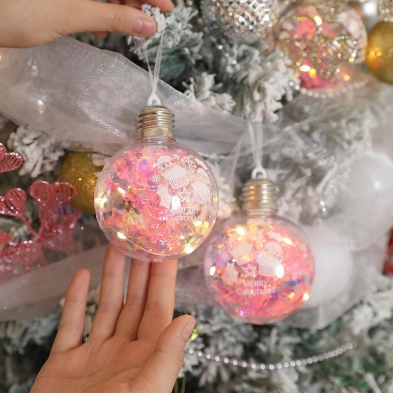 Christmas Glowing Ball Light Ornaments Led Lightup Balls Pendant For Xmas Tree Hanging Decorations New Year Navidad Decor Gifts