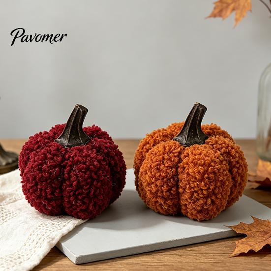Plush Pumpkin Decor Mini Artificial Decoration, Fall 3D Stuffed Decorative Fabric Pumpkins Ornament for Autumn Halloween Thanksgiving Decoration Teddy