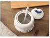 Ceramic Seasoning Jar with Lid & Spoon for Salt, Pepper, Sugar & Sauces