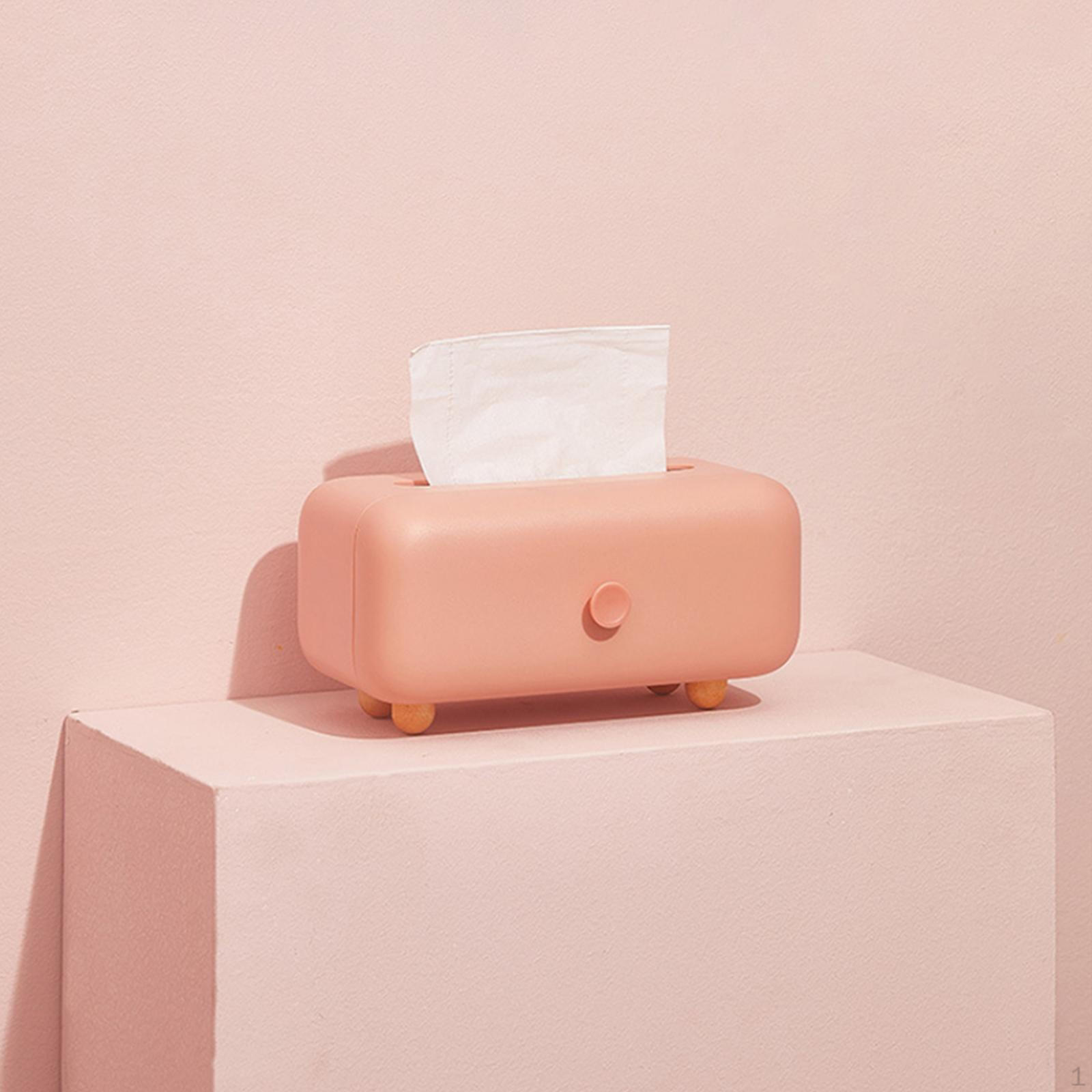 Elegant Tissue Holder, Rectangle Dispenser Facial Holder Case Organizer for Home Bedroom Pink