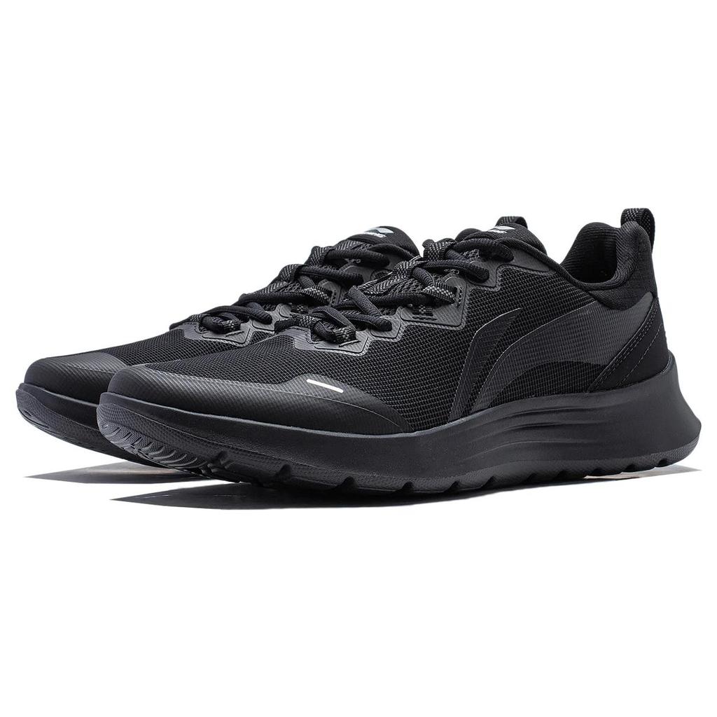 Li Ning Light Feather Comfortable Textile, TPU Slip Resistant Abrasion Resistant Low top Running Shoes Men's Black ARST065-1