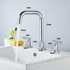 Basin Faucets Brass Polished Chrome Deck Mounted Round Bathroom Sink Faucets 3 Hole Double Handle Hot And Cold Water Tap BR-711