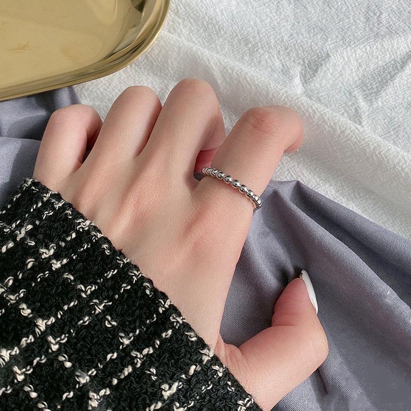 VENTFILLE CopperCreative Glossy Round Bead Ring Retro Exquisite Geometric Personality Opening Party Jewelry