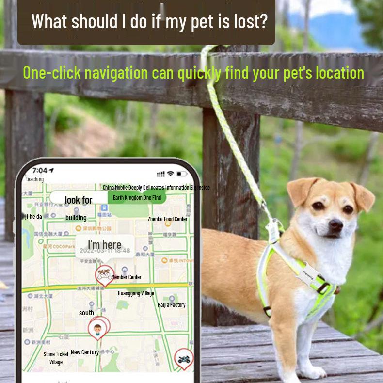 Pet GPS Tracker Collar - Anti-Lost Monitoring Device for Cats & Dogs, Compatible with Android & iOS.