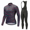Mens Long Sleeve Cycling Jersey Set Breathable Quick Dry Bike Riding Sportswear