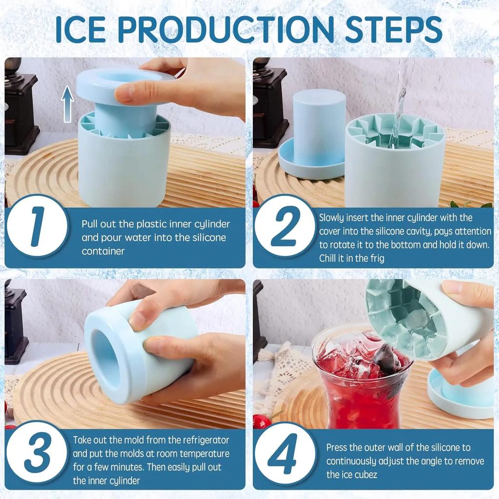 Ice Bucket Cup Mold Silicone Ice Cube Tray Food Grade Quickly Freeze Ice Cube Maker Ice Bucket Whiskey Maker Kitchen Accessorie