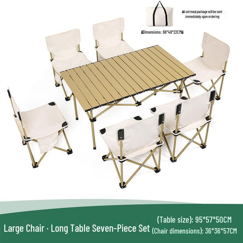 Aluminum-Magnesium Folding Table & Chair Set: 5-Piece Portable Picnic & Camping Gear for Vehicle or Self-Driving Tours