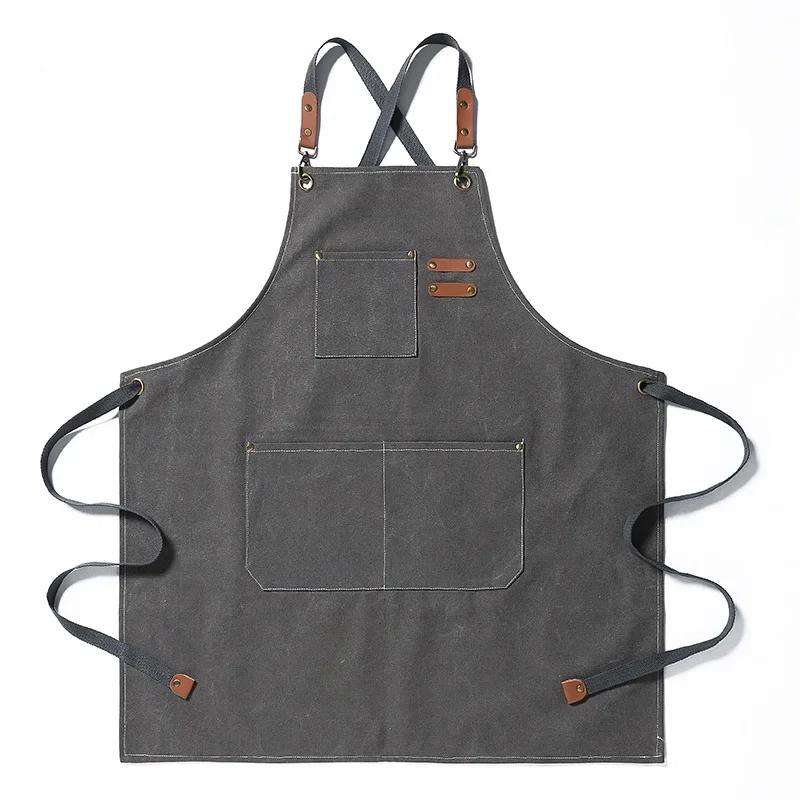 1PC Canvas Kitchen Waterproof Apron Chef Apron for Grill Bar Shop Cafes Beauty Nails Uniform Kitchen Kitchen Apron