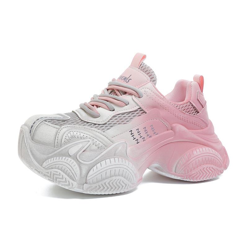 Thick-soled Muffin Mesh Dad Shoes Women's Spring New Small Man Thick-soled Color Matching Versatile Fashion Casual Shoes