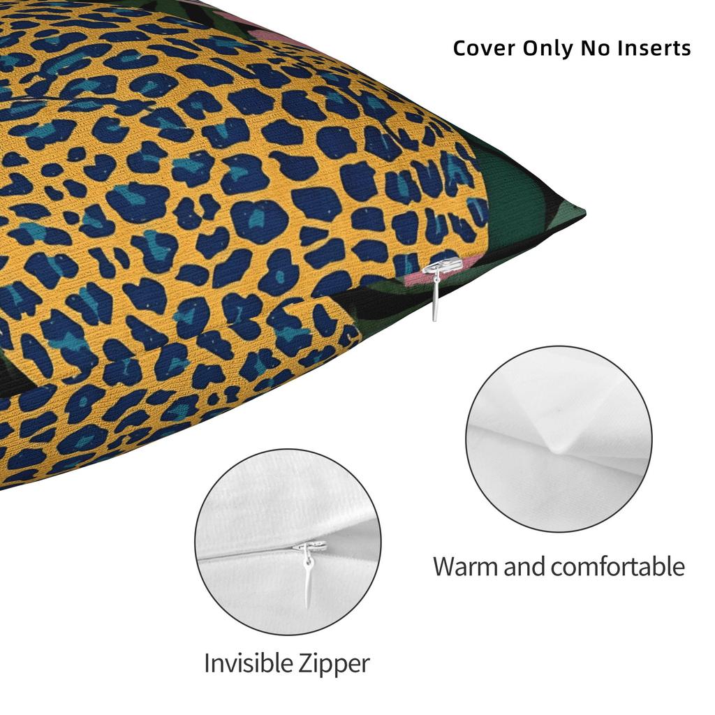 Leopard & Tropical Floral Pillow Cover Comfy Cushion Cover Morden Pillow Case For Sofa Home Decoration