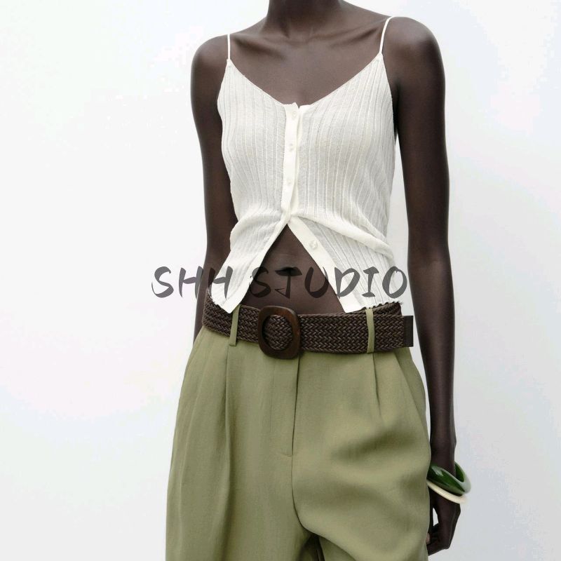 Single-Breasted Lapel Wide Short sleeve Loose Shirts 8372226 With Belt Pleated Casual Shorts 8372444