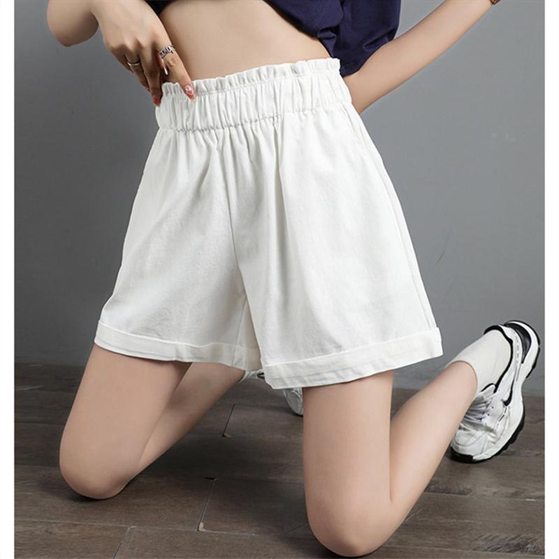 Summer Chiffon Korean High waist Ladies Shorts Women Flower Bud Vintage Harajuka Short Feminino Casual Elastic Wide Leg shorts
