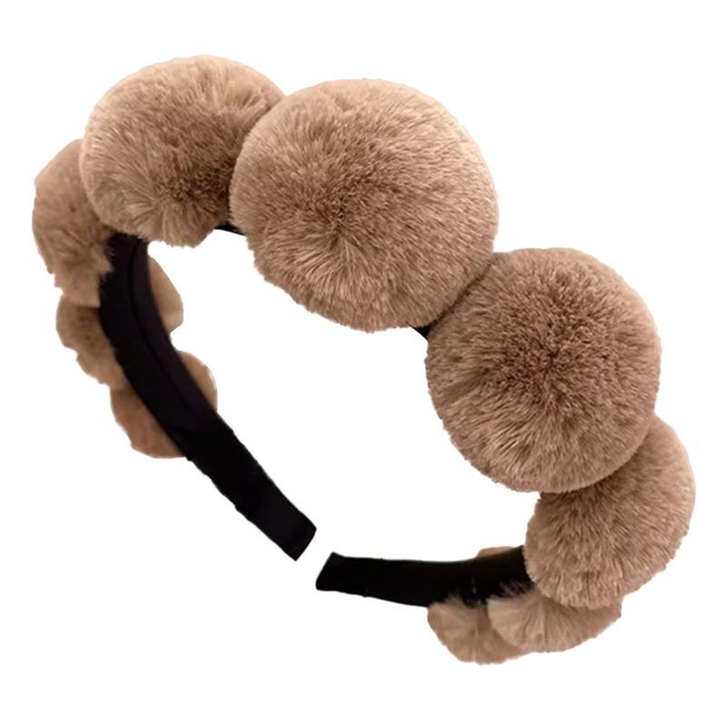 Winter Rabbit Fur Headbands for Women Girls Elegant Faux Furry Headband High Forehead Headband Wide Hair Bands Hair Accessories