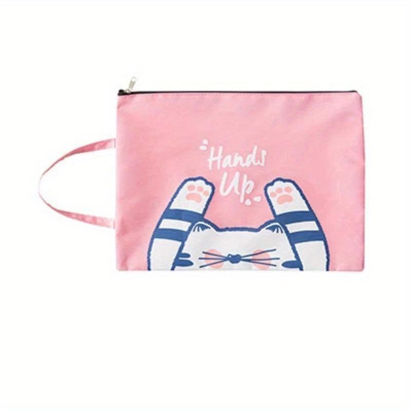 1 Stück Kreative Tragbare Cartoon Niedliche Katze Serie Canvas Reißverschluss Dokumententasche Student Schule Büro Schreibwarenbedarf