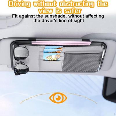 Car Sun Visor Pocket Organizer Glasses Holder 32.5x16.5cm Simple Assembly Gray Interior