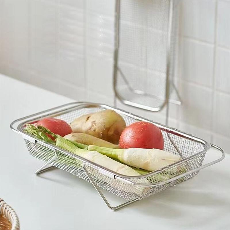 Vegetables Strainer Basket Stainless Steel Expandable Over Sink Colander Basket Colander with Fine Mesh Fruits Strainer Basket