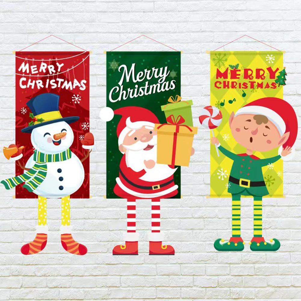 Merry Christmas Hanging Flag Ornaments Cute Shapes Xmas Gifts For Home Walls Windows Door Decoration