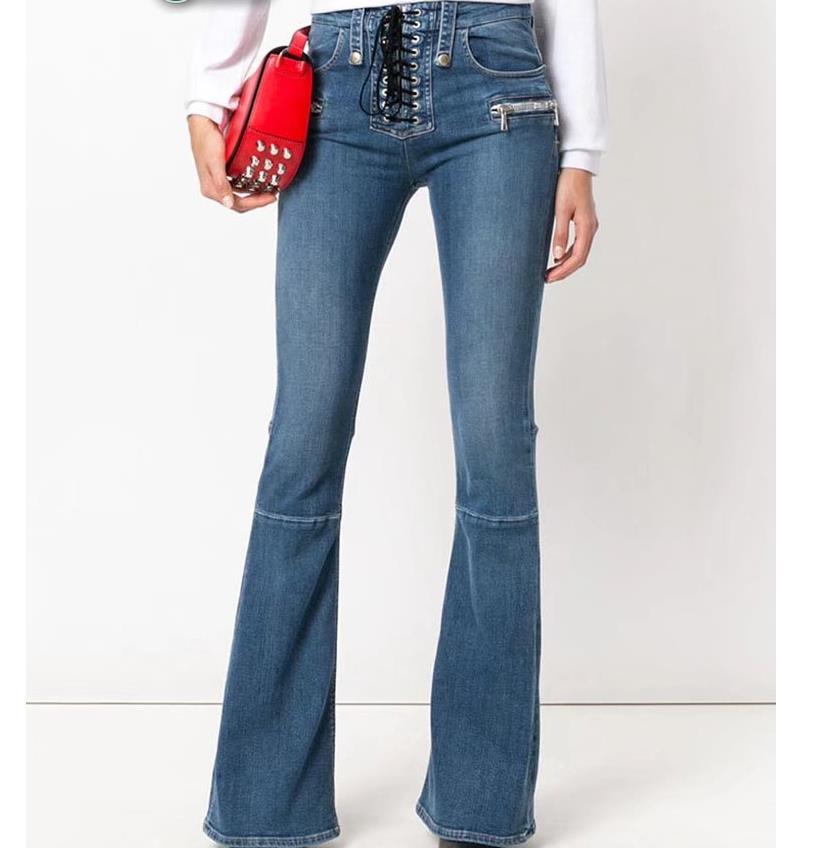 Flare Jeans Pantalones de pierna ancha Retro Cintura alta Umbral Corbata  Cuerda Costura Diseño Pierna suelta Mujer comprar a buen precio — entrega  gratuita, reseñas reales con fotos — Joom