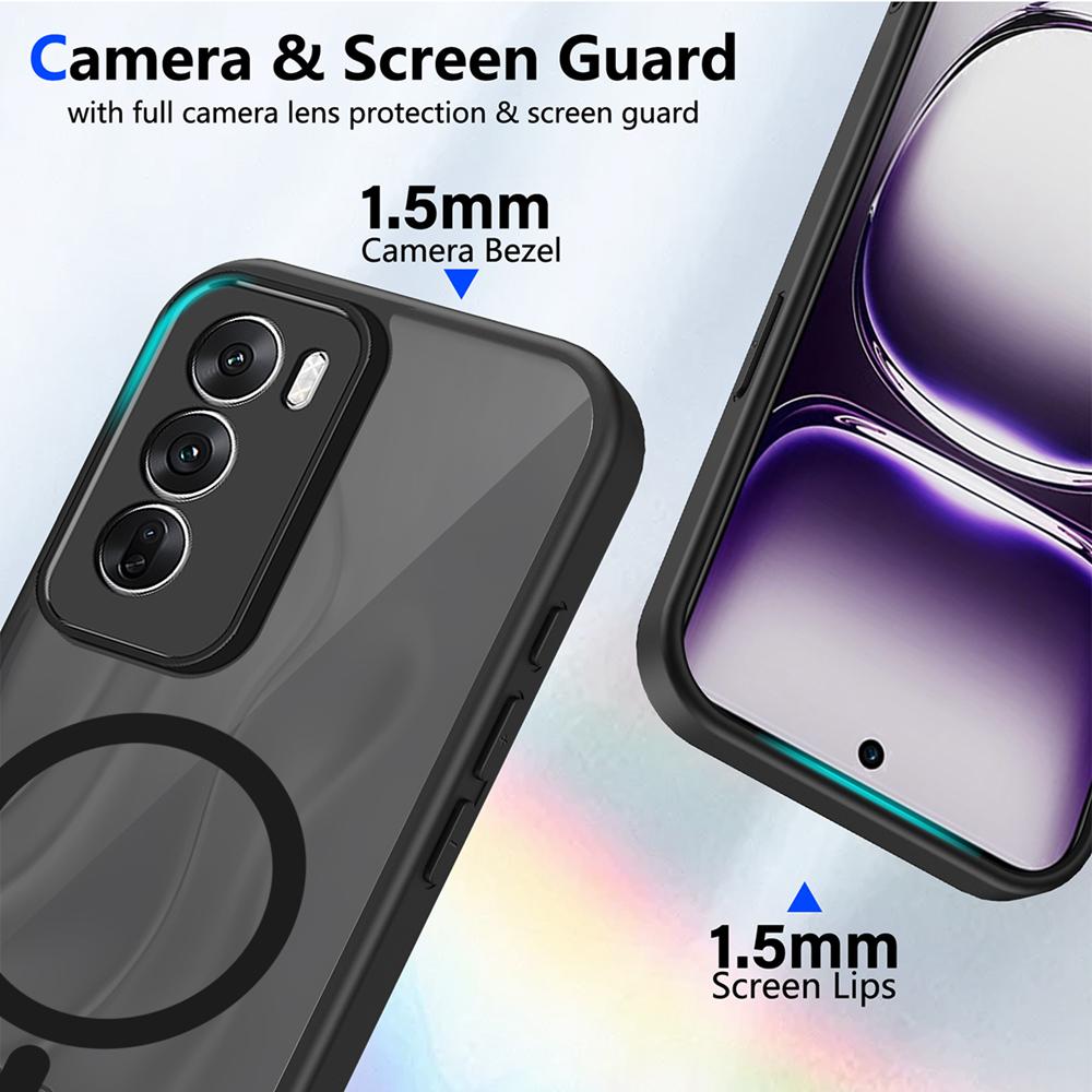 KEYSION Magnetic Phone Case for OPPO Reno12 Pro 5G Silicone+PC Matte Translucent Clear Shockproof Back Cover for OPPO Reno 12 5G