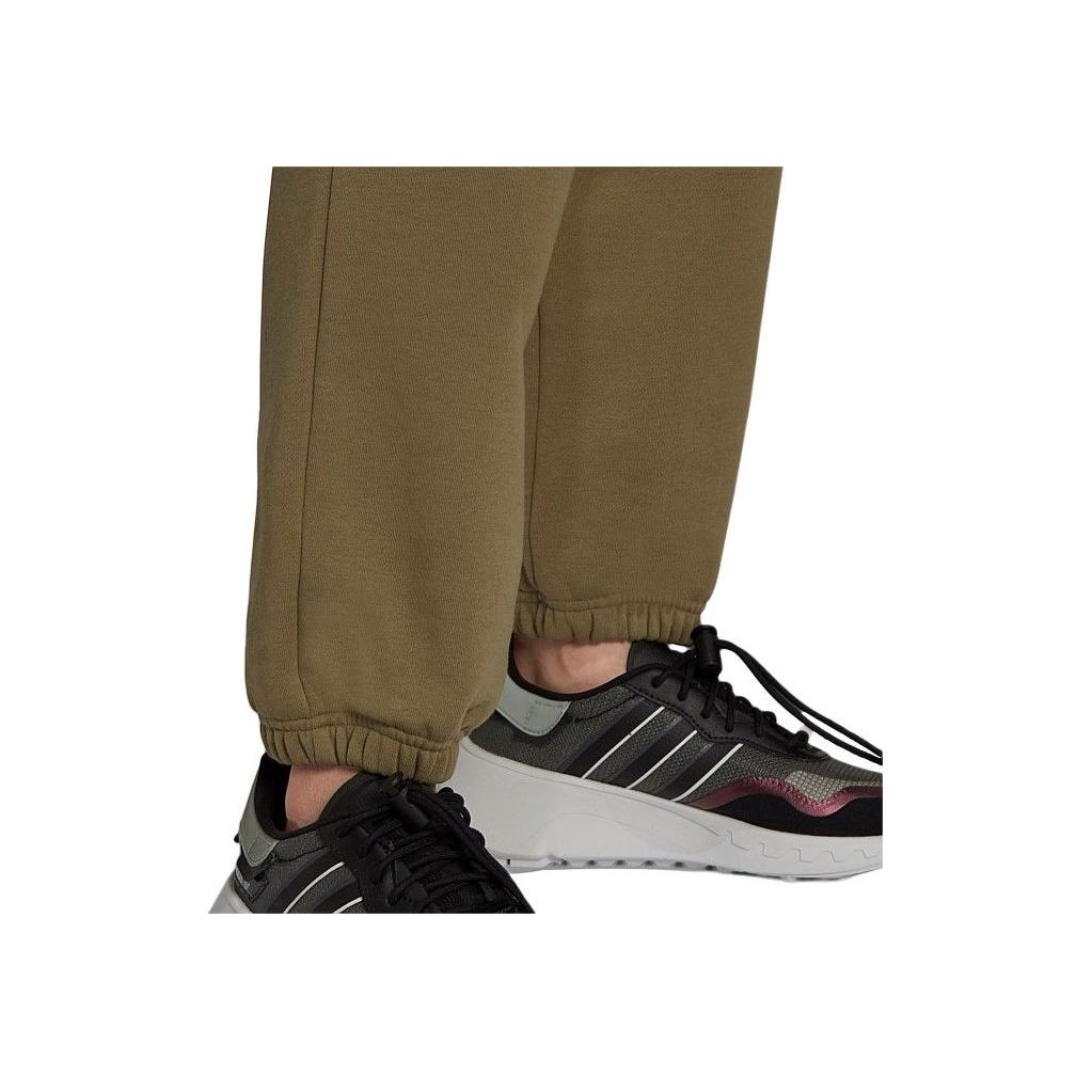 Adidas Originals Solid Color Brand Logo Embroidered Drawstring Cuffed Sports Pants Women Bottoms Olive-Green H06632