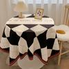 British Plaid Flannel Tablecloth Light Luxury Retro Round Table Cloth Coffee Table Cover Dustproof Dining Table Fabric