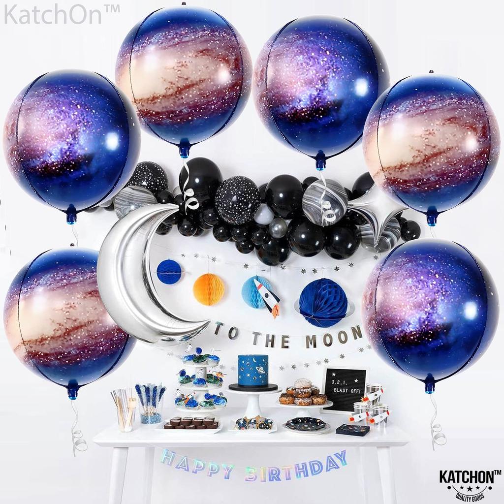 KatchOn Big Galaxy Balloons Earth Party Supplies 4D Round Sphere Balloons for Space Themed Party Decorations Planet Balloons for Space Decor - 22-inch
