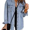 Women's Lightweight Fashion Denim Button-Up Shirt Jacket