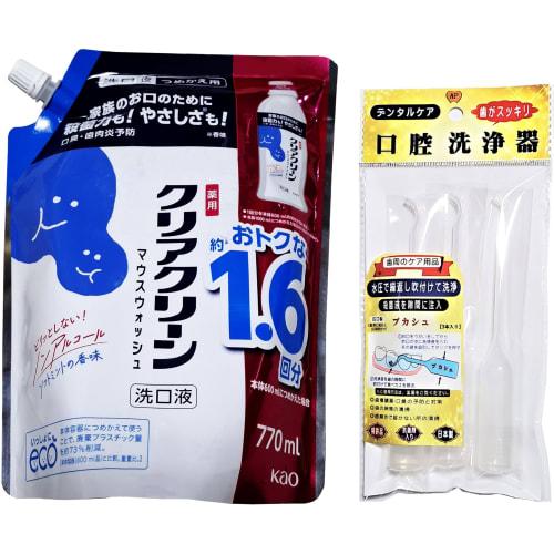 

[.co.jp Exclusive] Pukashu Wide-Mouth Oral Irrigator (3 Bottles) + Soft Mint Flavor Mouthwash Refill (770ml) Mouthwash, Cleans Interdental Areas, Cont