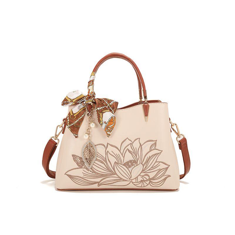 

New Chinese Birthday Gift Ladies Mom Bag Embroider Section B apricot