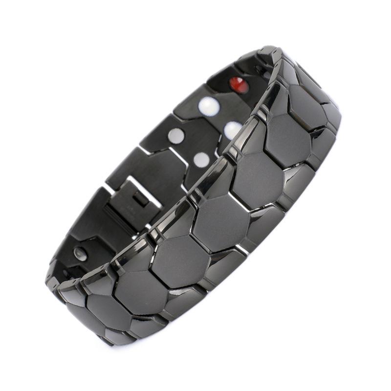Xinqiao Men's Square Bracelet with Germanium Stone and Magnetic Elements