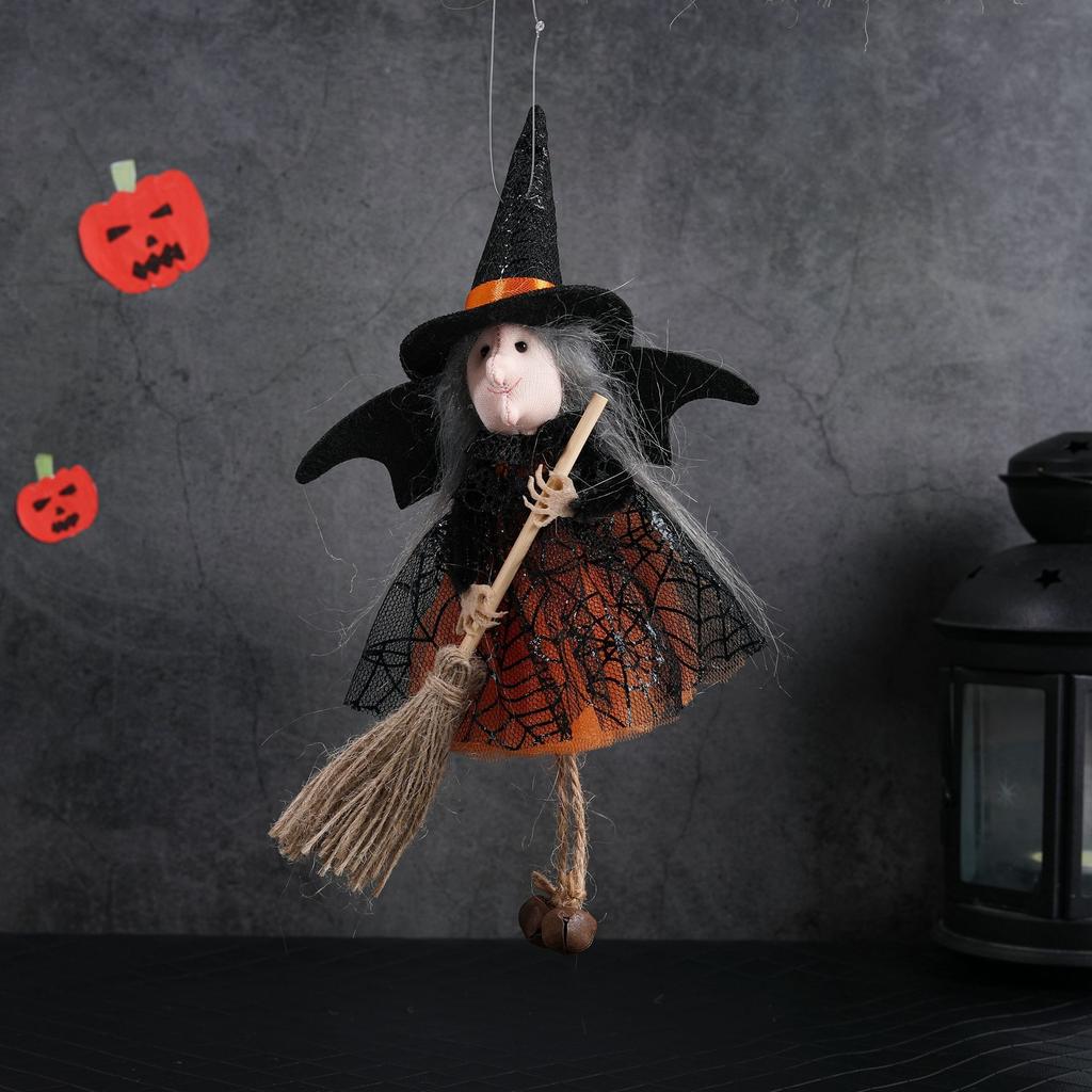 1pcs/3pcs Halloween witch doll angel hanging decorations with broom - no electricity required, suitable for multiple holiday ind