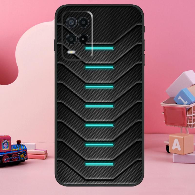 Carbon Fibre Futuristic Neon Case For Oppo A98 A78 A18 A38 A58 A60 A80 A40 A77 A57 A17 A74 A54 A94 A96 A76 A16 A15 A5 Pro