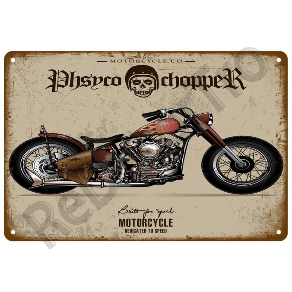 Metalowa Tabliczka Dekoracyjna na Ścianę do Garażu Motocyklowego 20x30cm