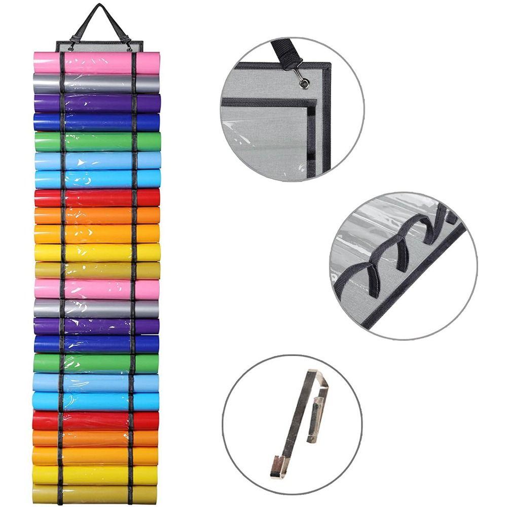 Wall Mount Vinyl Storage Organizer Rolls Holder Wall Hang Pocket Door Hanging Bag  Behind The Door