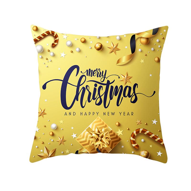 Golden Christmas Peach Velvet Cushion Cover New Digital Printed Square Cushion Cover Cushion Cover