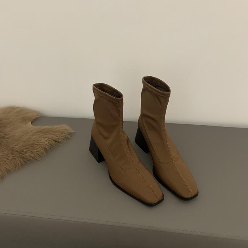 

Квадратный носок маленькие высокие каблуки осень и зима тонкие ботильоны средний каблук короткие ботинки высокий каблук короткие ботинки зимние короткие ботинки ботинки Мартин короткое название th 39 коричневый