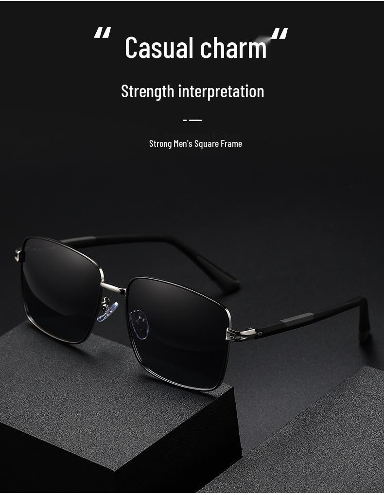 Men's Polarized Square Metal Frame Sunglasses UV Protection