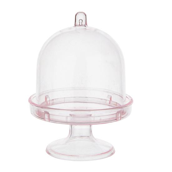 Mini-Kuchenständer aus Kunststoff mit Kuppelhaube Klar Dessert Cupcake Ausstellungsständer Schokoladen-Süßigkeiten-Platte für Geburtstag Feiertag Babyparty Teeparty Zubehör