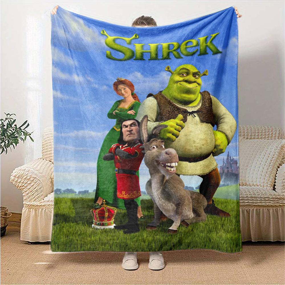 Shrek Theme Printed Blanket - Perfect for Couch, Bed, Travel & Outdoor Use | Machine Washable, Cozy & Durable.