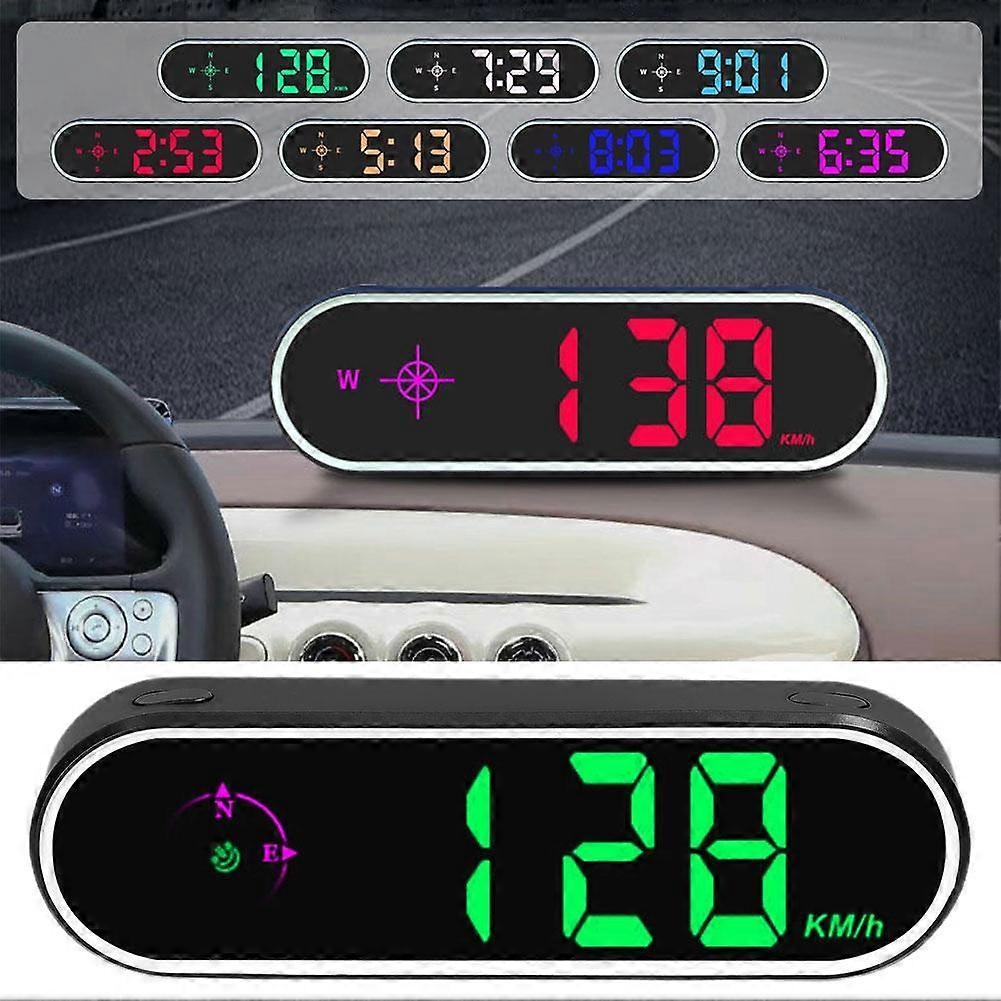 Car Headup Display GPS Digital Speedometer W/ Colorful LED Display Clock