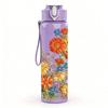 1PC Warm Tone Orange Yellow Flower Print 750ml Color Plastic Sports Water Bottle Leakproof Flip Straw Lid Suitable for Sports Office Home Use