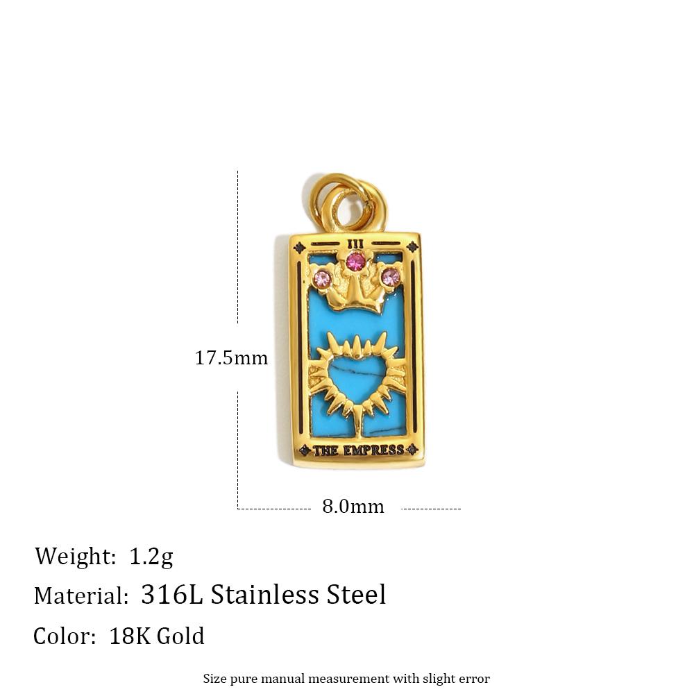 MamacitaSlay 316L Stainless Steel Shell Zircon Tarot Card Charms Necklace Earrings DIY Pendant Waterproof Jewelry Accessories