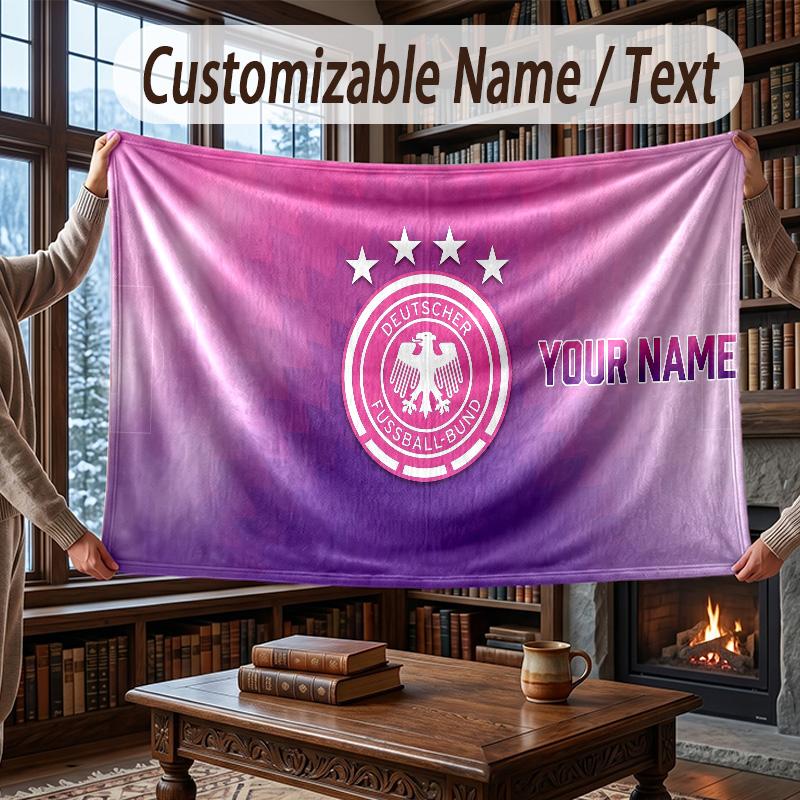 Custom Name Flannel Throw Blanket Germany national football team Pattern Warm Home Decoration