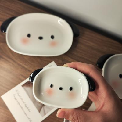2pcs,Ceramics,Underglaze color,Plate,Savoring Dish,Parent-child combination,One Large and One small.Dog,Modeling