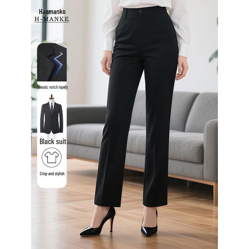 

HANMANKE Women s Black Wrinkle-Resistant Business Suit Collection M